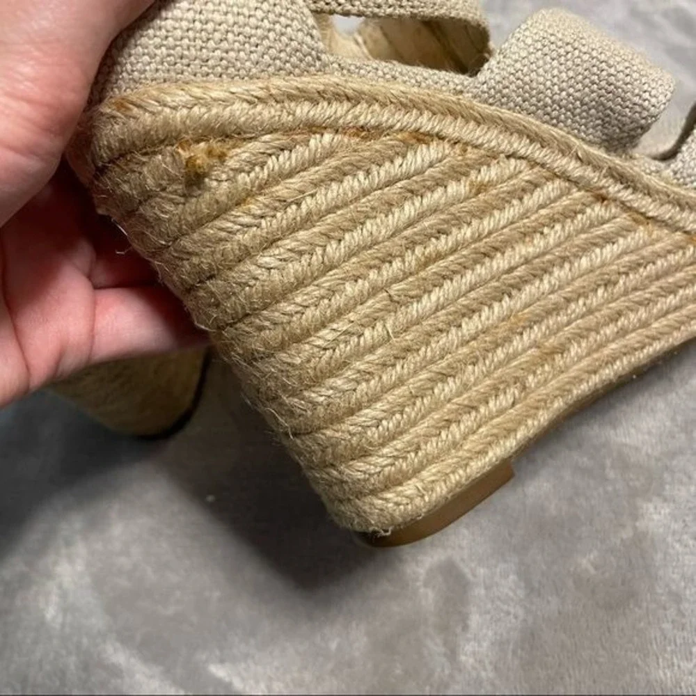 Michael Kors Espadrille Platform Wedge Sandals 8.5 Beige Women Canvas Jute Zip